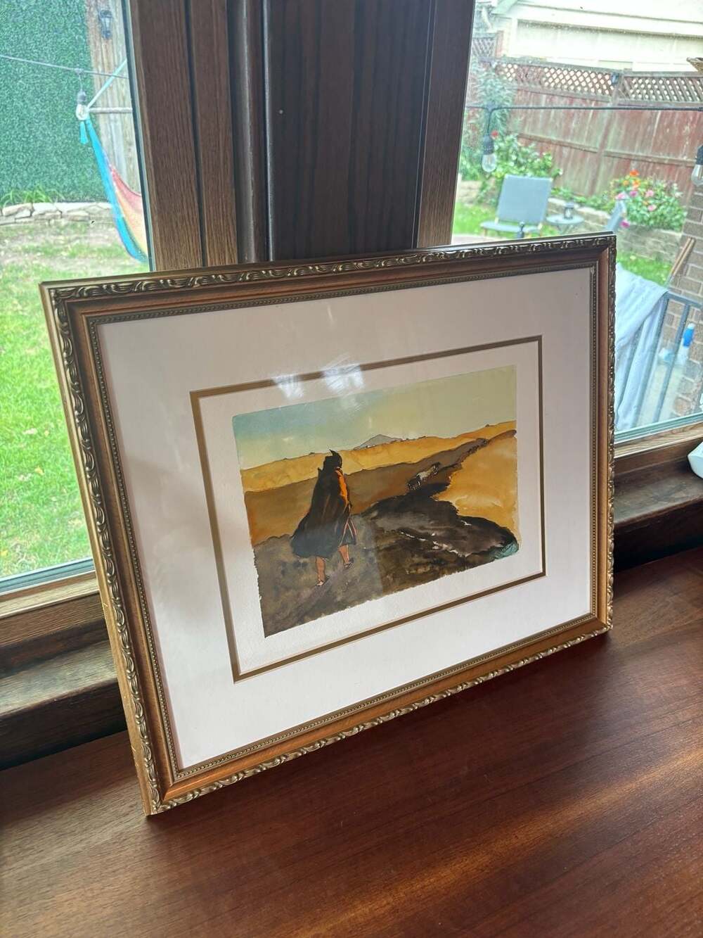Vintage Southwestern Watercolor Painting Framed Art Southwest Desert
